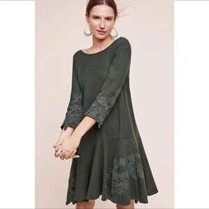 Maeve Tierra Green Dropwaist Linen Dress